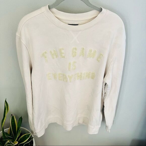 TACKMA THE GAME IS EVERYTHING CREW SWEATSHIRT, OFF WHITE, MEDIUM, UNISEX, NWOT‎ - Picture 10 of 11